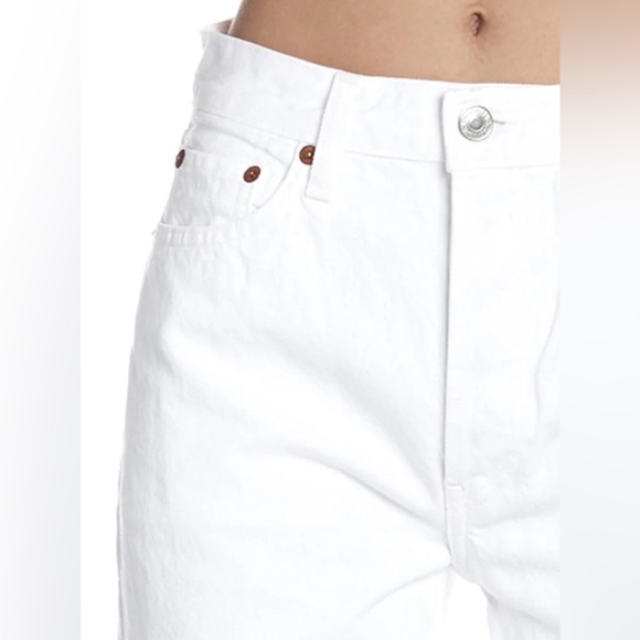 RE/DONE High-Rise Stove Pipe Raw-Edge Cropped Jean, White - Picture 4 of 8